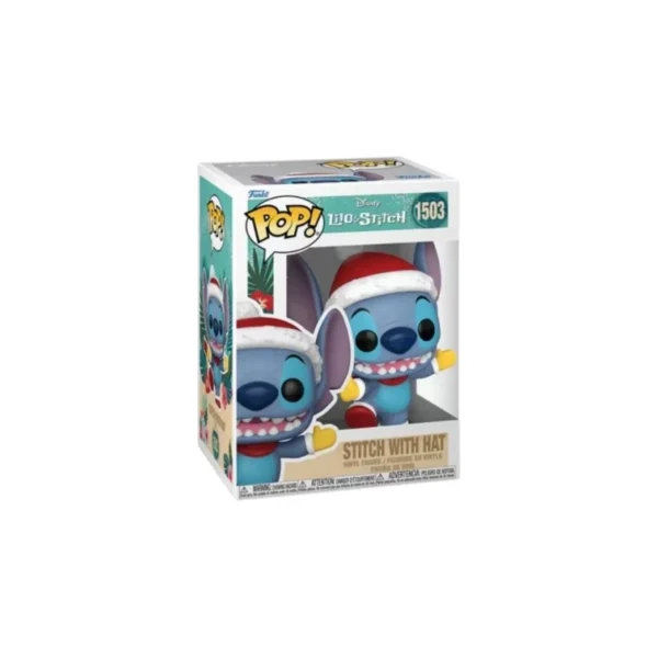 Funko de stitch con gorro rojo de navidad