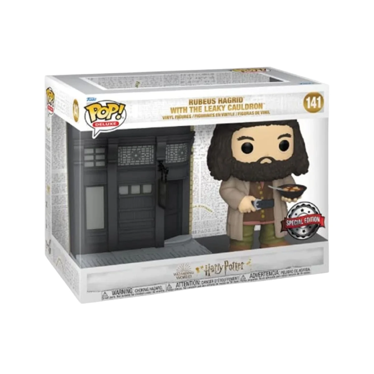 Funko Hagrid Caldero Chorreante 141 Harry Potter en su caja con vista lateral en la tienda de funkos online spain dreamspop