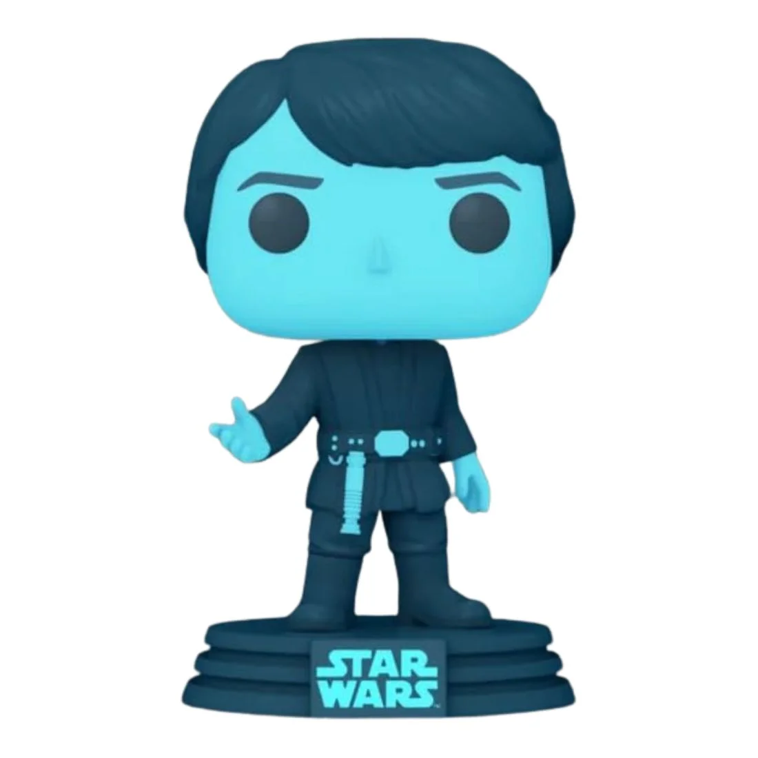 Funko Pop Holographic Luke Skywalker 615 GITD Star Wars fuera de la caja, vista frontal