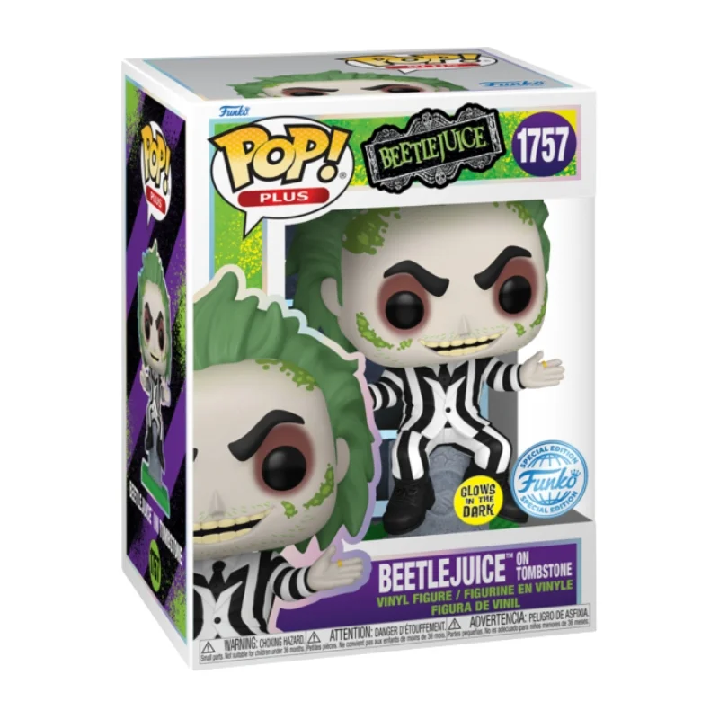 Funko Pop Beetlejuice 1757 SE GITD en su caja con vista lateral de la tienda de figuras coleccionables online spain dreampsop especializada en funko pop y youtooz