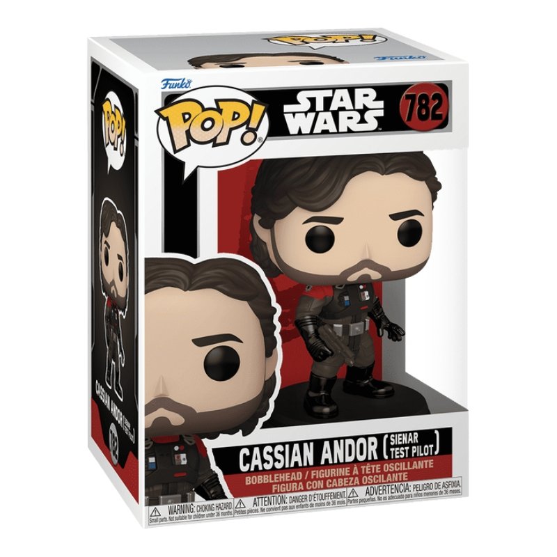 Funko Pop Cassian Andor 782 Star Wars en su caja con vista lateral de la tienda de figuras coleccionables online spain dreamspop