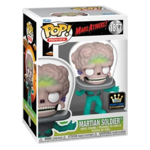 Funko Pop Martian Soldier 1877 SE Mars Attacks en su caja original, vista lateral