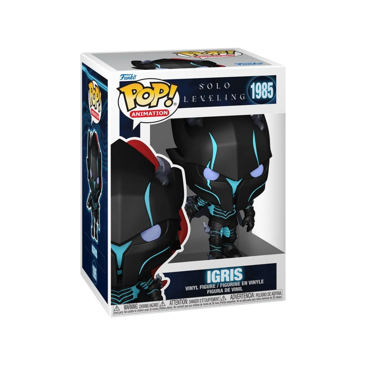 Funko Igris 1985 de Solo Leveling en su caja con vista lateral de la tienda de funkos online spain dreamspop