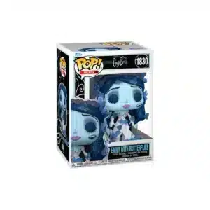 Funko de Emily Butterflies con su peculiar aspecto azul y mordisco en la mejilla