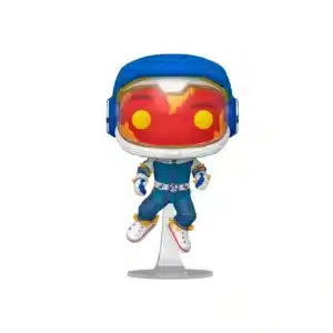 Funko Human Torch de los 4 fantasticos. El hombre fuego aparece con su traje y casco de astronauta.