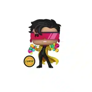 Funko Jubilee del equipo X-Men Marvel. Elegante con su pelo negro, gafas de sol y magia en sus manos