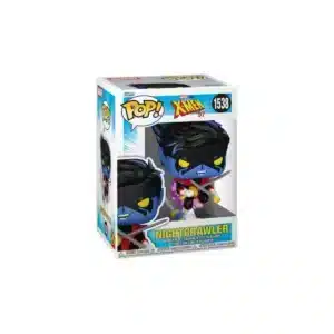 Funko Nightcrawler heroe del equipo X-Men con pelo negro, rostro azul y sus tres espadas.