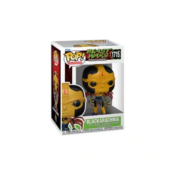 Funko Blackarachnia de transformers. Esta robot coche tene cuerpo amarillo y ojos negros