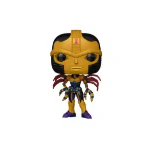 Funko Blackarachnia de transformers. Esta robot coche tene cuerpo amarillo y ojos negros