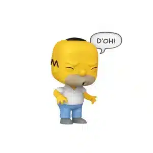 Funko Homer Simpsons de Springfield. Cuerpo amarillo, camiseta blanca y pantalones azules