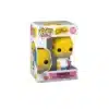 Funko Homer Simpsons de Springfield. Cuerpo amarillo, camiseta blanca y pantalones azules y cerveza en la mano