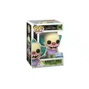 Funko Krusty Doll de los simpson. cuerpo amarillo, pelo verde y ojos negros