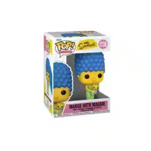 Funko Marge Simpsons con su hija Maggie. Pelo azul y vestido verde