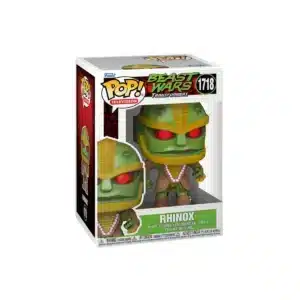 Funko Rhinox de Transformers Beast. Pintura verde y ojos rojos
