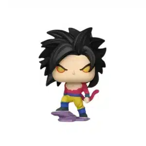 Funko Super Saiyan Goku de Dragon Ball Gt. Pelo negro, ojos amarillos y sobre una piedra listo para el combate