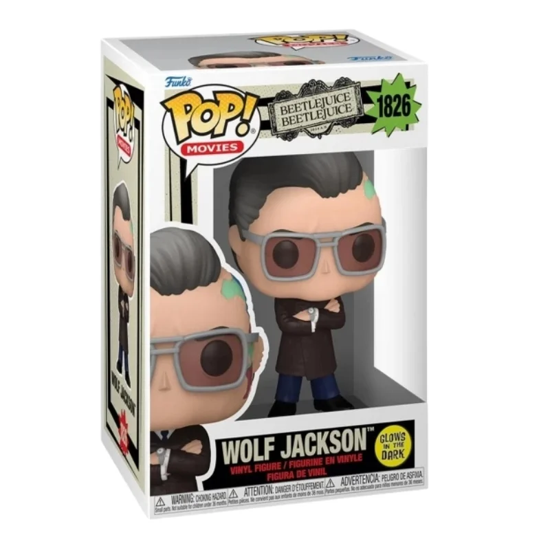 Funko Pop Wolf Jackson 1826 GITD Beetlejuice en su caja con vista lateral de la tienda de figuras coleccionables online spain dreampsop especializada en funko pop y youtooz