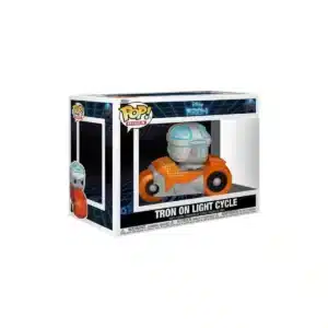 Funko Rides Tron en su moto naranja dispuesto a hacer carreras