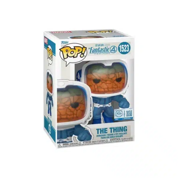 Funko The Thing la roca uno de los personajes de los 4 fantásticos. Con traje azul y casco de astronauta.