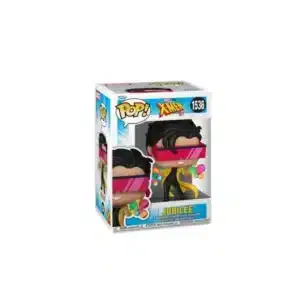 Funko Jubilee del equipo X-Men Marvel. Elegante con su pelo negro, gafas de sol y magia en sus manos