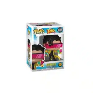 Funko Jubilee del equipo X-Men Marvel. Elegante con su pelo negro, gafas de sol y magia en sus manos