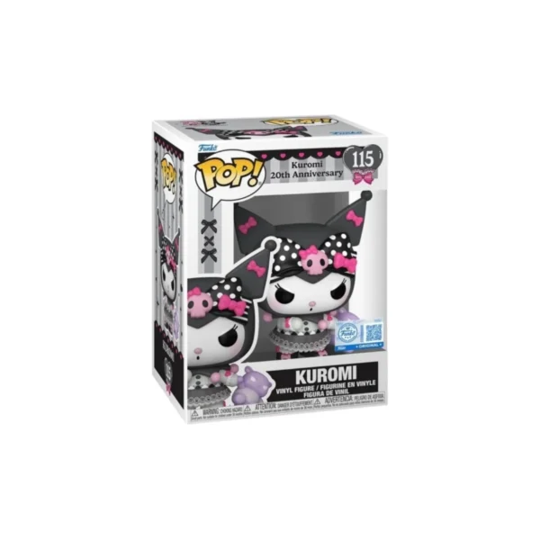 Funko Kuromi 115 SE Sanrio. Gatito con gorro negro y rosa y actitud seria