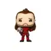 Funko Nicepool 1508 en edcion exclusiva. Observamos la figura con traje rojo, perrito en la mano y melena al viento.