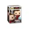 Funko Nicepool 1508 en edcion exclusiva. Observamos la figura con traje rojo, perrito en la mano y melena al viento.