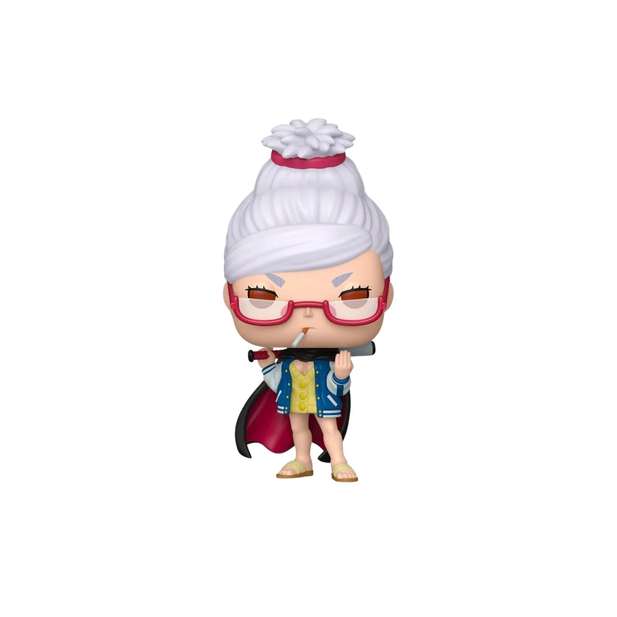 Funko seiko 2101 de dandadan. La abuela aparece con pelo blanco, gafas rojas y cigarro en la boca
