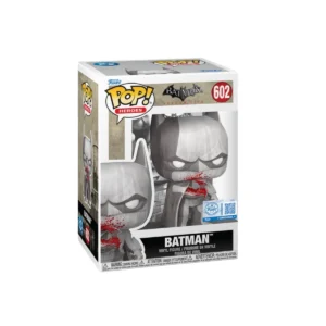 Funko de Batman de color metálico y con la cara manchada de sangre