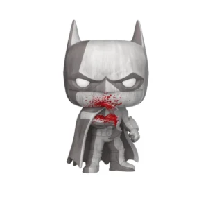 Funko de Batman, color metálico y la cara manchada de sangre