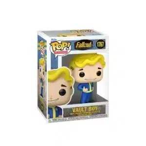 Funko Cooper Howard 1767 de Fallout. Traje azul, pulgar arriba y pelo rubio