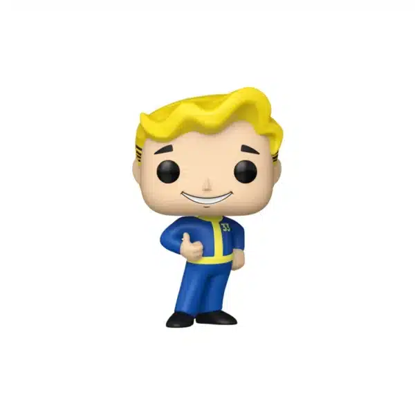 Funko Cooper Howard 1767 de Fallout. Traje azul, pulgar arriba y pelo rubio