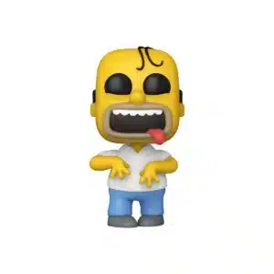 Funko Crazy Homer 1743 SE de los simpsons. Color amarillo y emblematica camiseta blanca y pantalon azul.