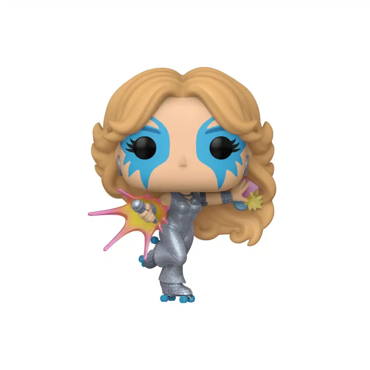 Funko de los X-Men con la cara pintada y vestido brillante.