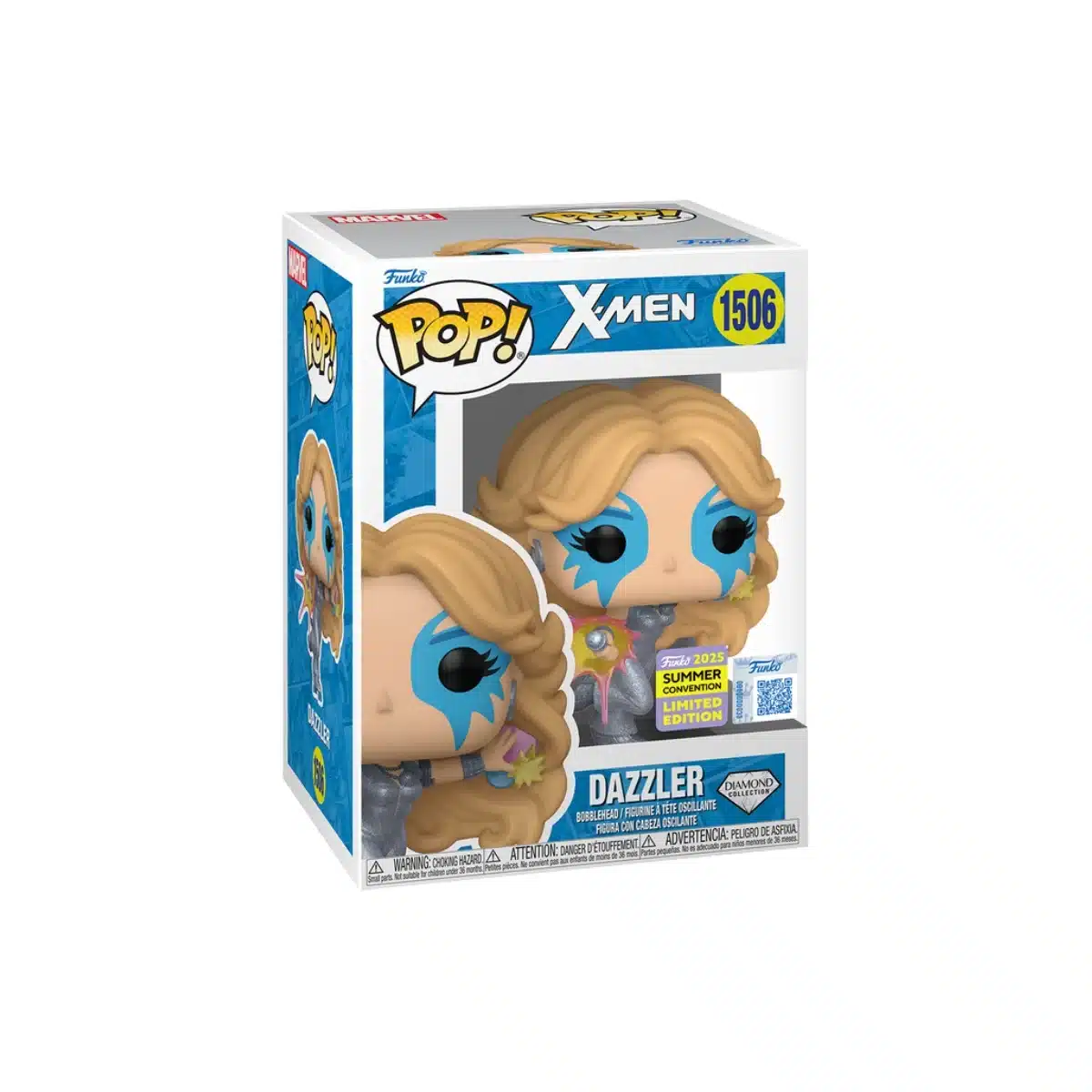 Funko de los X-Men con la cara pintada y vestido brillante.