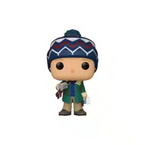 Se trata de un muñeco con un gorro de navidad y con una cámara en la mano.