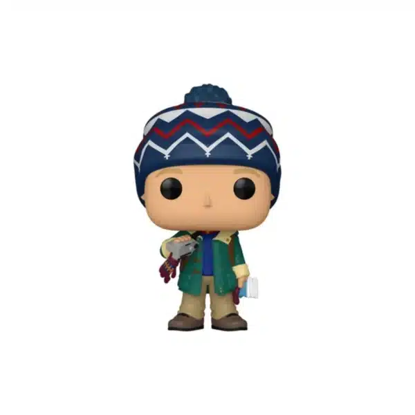 Se trata de un muñeco con un gorro de navidad y con una cámara en la mano.