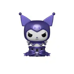 Este es un Funko de la Hello Kitty es el SDCC 2025, el cual tiene un rostro maléfico y es abunda el color morado.