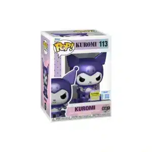 Este es un Funko de la Hello Kitty es el SDCC 2025, el cual tiene un rostro maléfico y es abunda el color morado.