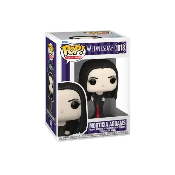 Funko Morticia Addams 1818 de wednesday. Pose seria con vestido, ojos y pelo negro