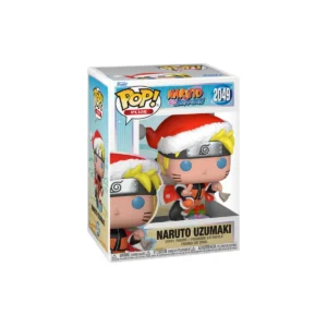 Este Funko de Naruto, lo vemos con el gorro de Papá Noel y su característico pelo amarillo