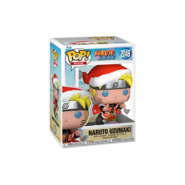 Este Funko de Naruto, lo vemos con el gorro de Papá Noel y su característico pelo amarillo