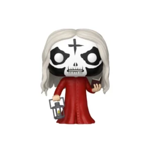 Funko Otis B. Driftwood 1851 plus. Figura terrorifica con tunica roja, cara pintada de blanca con cruz en la frente y biblia en la mano