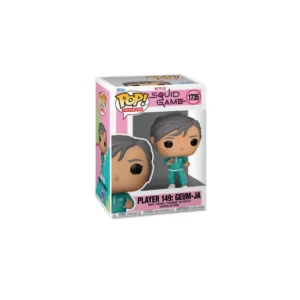 Funko Geum Ja del juego del calamar. Anciana participante de dicho juego con pelo gris y traje verde