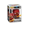 Funko saint batman 580. El personaje de DC comics aparece con traje rojo y espada de fuego en las manos