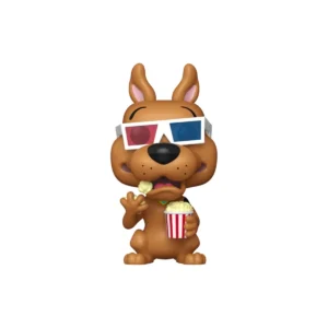Este Funko de Scooby-Doo se ve al perro con gafas y comiendo palomitas.