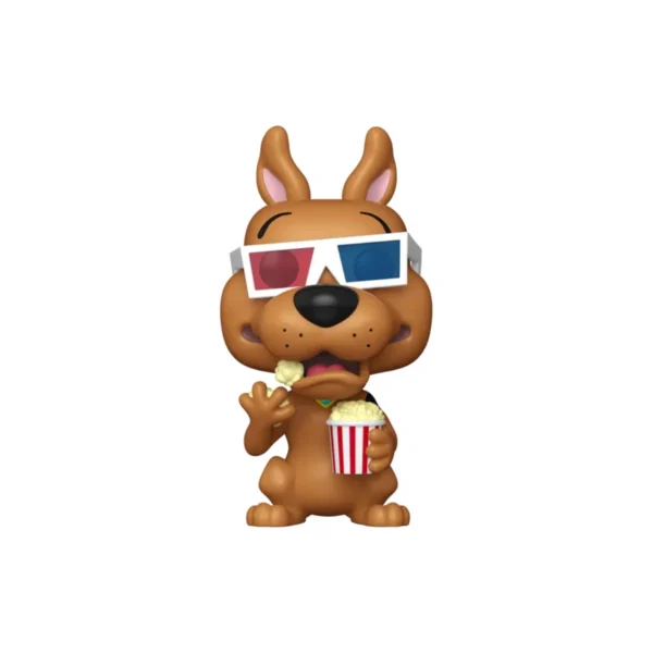 Este Funko de Scooby-Doo se ve al perro con gafas y comiendo palomitas.