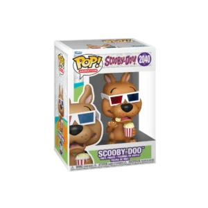 Este Funko de Scooby-Doo se ve al perro con gafas y comiendo palomitas.