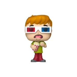 Este Funko de Shaggy podemos ver que lleva unas gafas y esta comiendo palomitas
