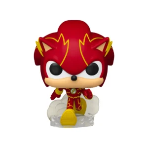 Este Funko vemos el color rojo en la cabeza y a Sonic en posición de salir a correr.